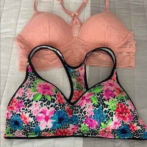 Bundles 2- sport bra ,Elegant Lace Bralette in Blush Pink and lace Size M